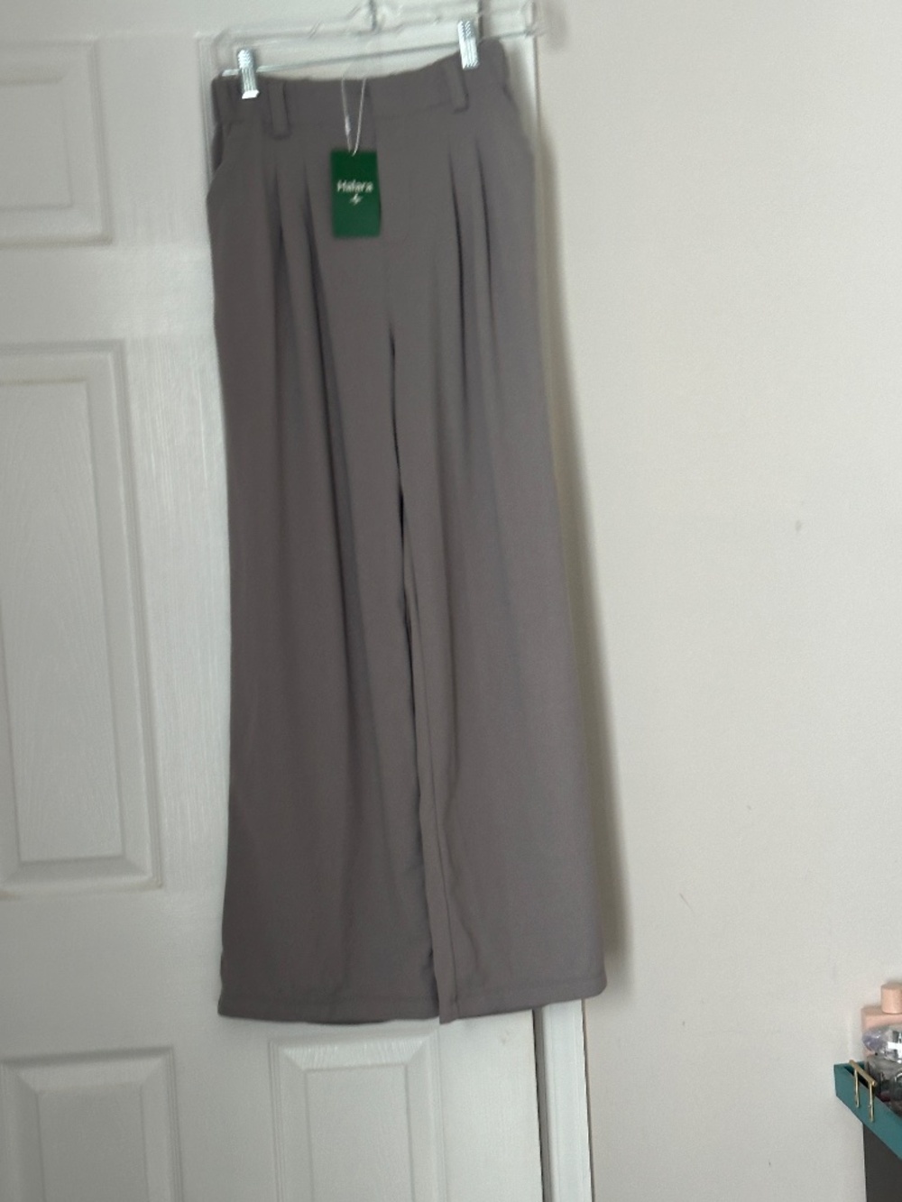 Halara High Waisted Wide Leg Waffle Work Pants Size Extra Small Grey Gray New - Picture 2 of 10